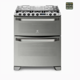 Cocina a Gas 5 Platos Electrolux Experience Doble Horno y Timer Digital 76DXA Inox