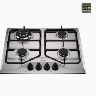 Encimera a Gas 4 Platos Electrolux Experience Multi Llama y Parrilla de Hierro Fundido KE4XC Inox