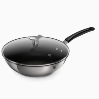 Wok Antiadherente con Tapa de Vidrio Electrolux 28 cm